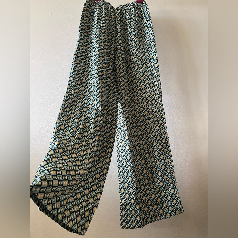 Geometric wide leg print print pants
